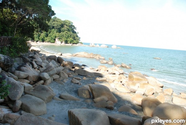 Creation of big foot run on the beach rock: Step 5