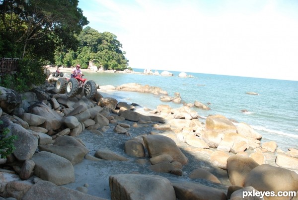 Creation of big foot run on the beach rock: Step 6