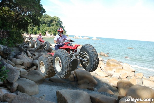 Creation of big foot run on the beach rock: Step 7