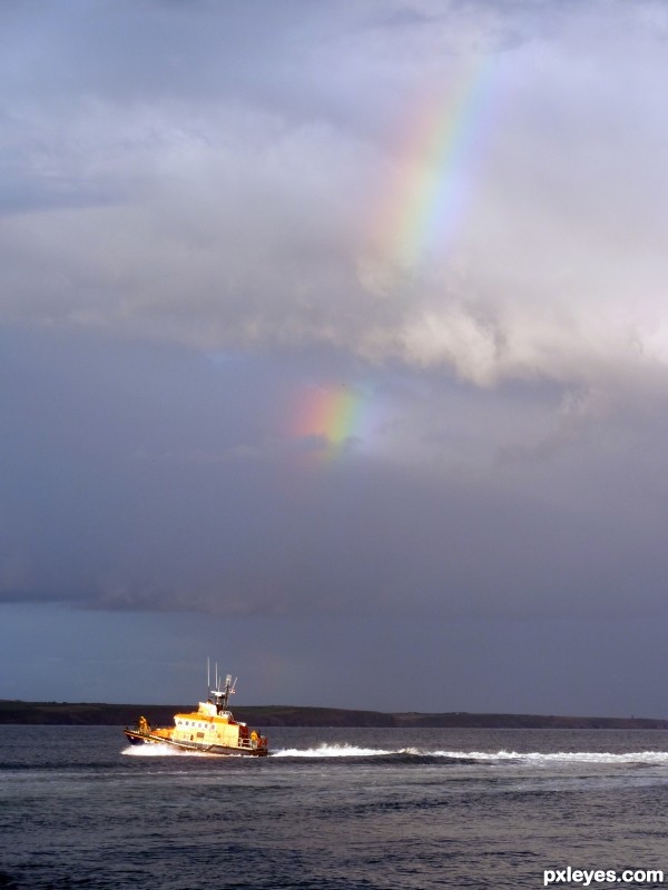 Lifeboat under the rainbow