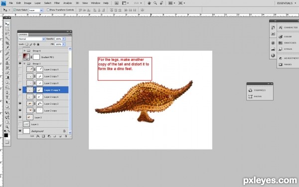 Creation of Dino mock up: Step 5