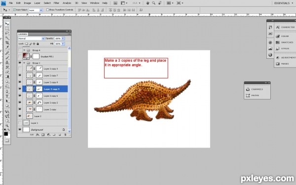 Creation of Dino mock up: Step 6