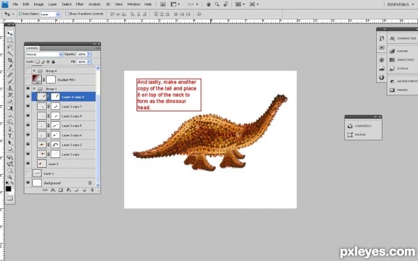 Creation of Dino mock up: Step 7