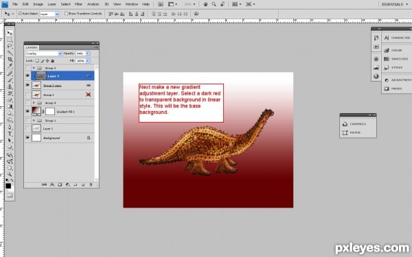 Creation of Dino mock up: Step 9