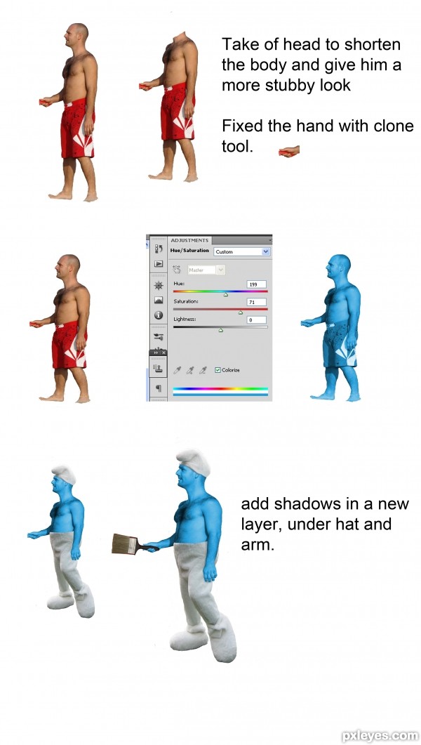 Creation of Handy smurf: Step 1