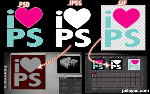 Creation of i heart PS: Step 1