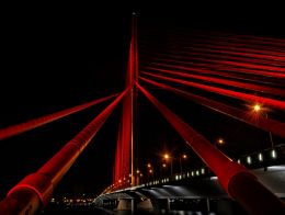 Street Lights on Red Bridge