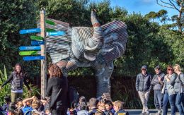 Kids and parents at the zoo