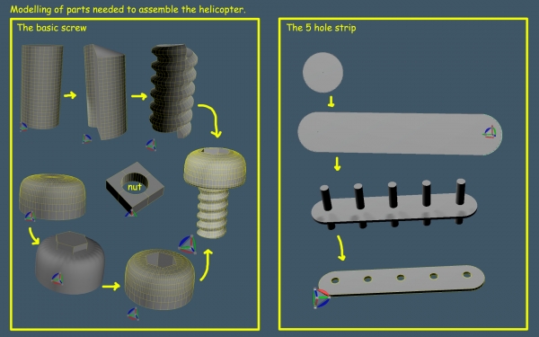 Creation of Meccano Helicopter: Step 1