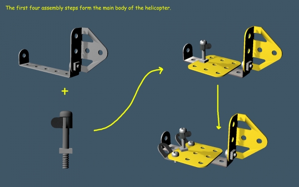 Creation of Meccano Helicopter: Step 4