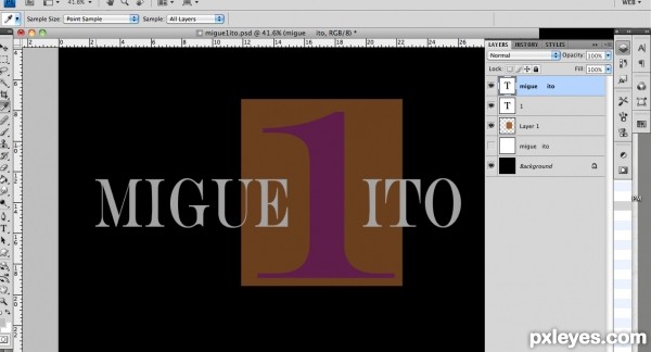 Creation of migue1ito corporate logo: Step 1