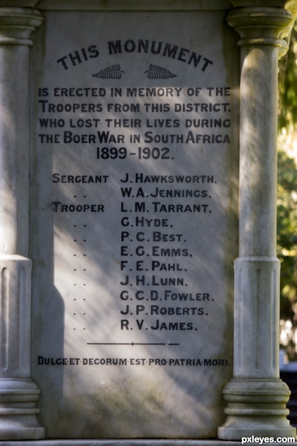 Creation of Boer war memorial: Step 1