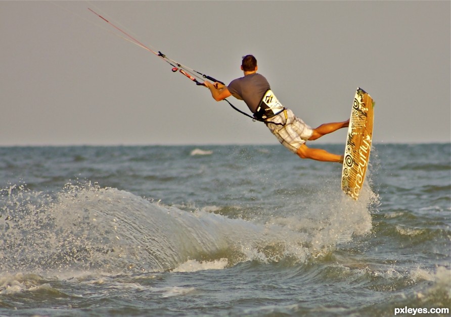 Getting air with Kite surfing