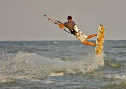 Getting air with Kite surfing