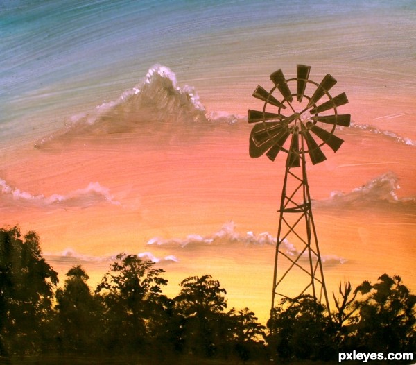 Creation of Farm Windmill at Sunrise: Step 3