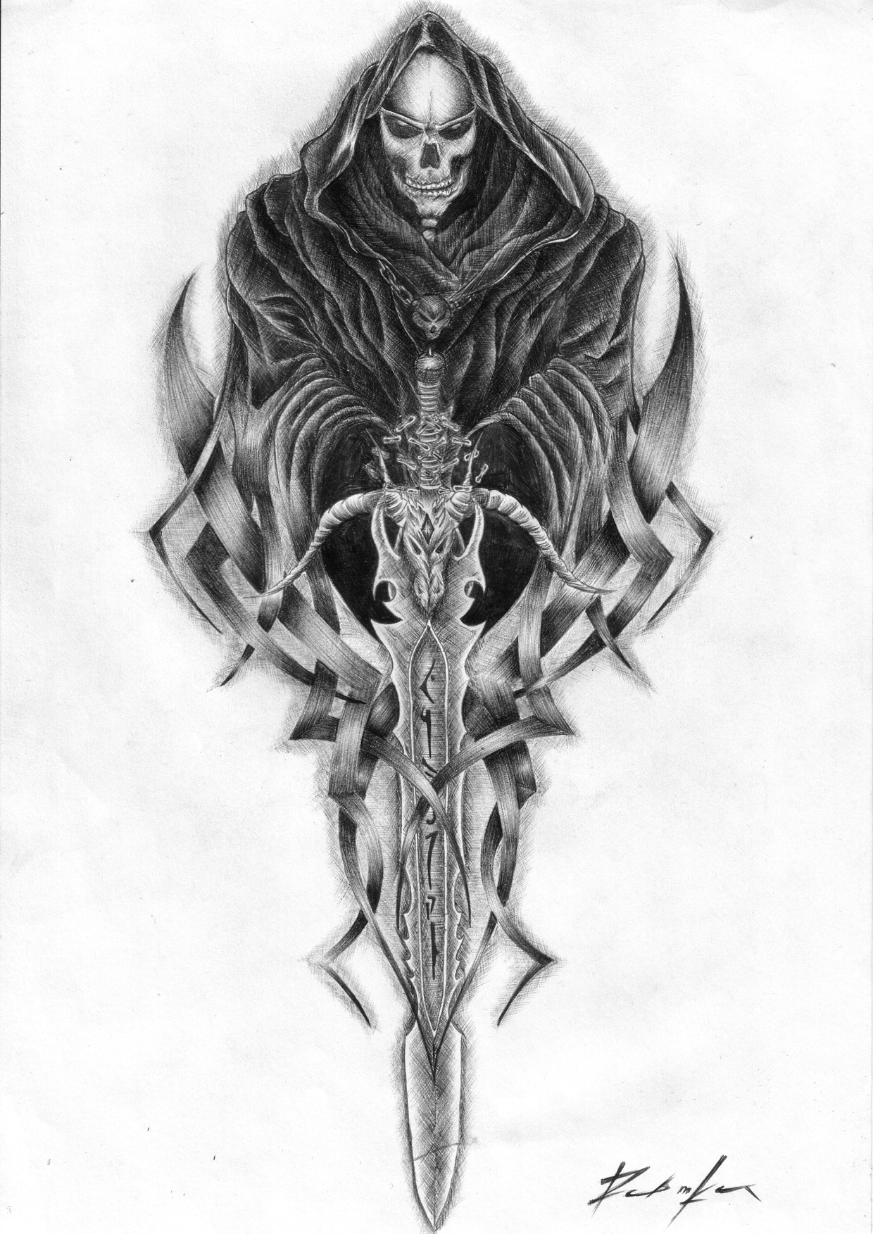 Grim Reaper Tattoo Drawings Designs